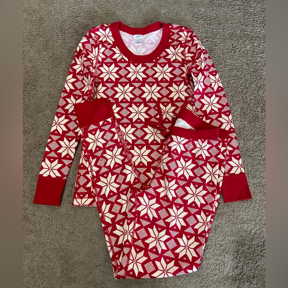 HANNA ANDERSSON SCANDI SNOWFLAKE ORGANIC UNISEX ADULT Small Long John PAJAMA SET
